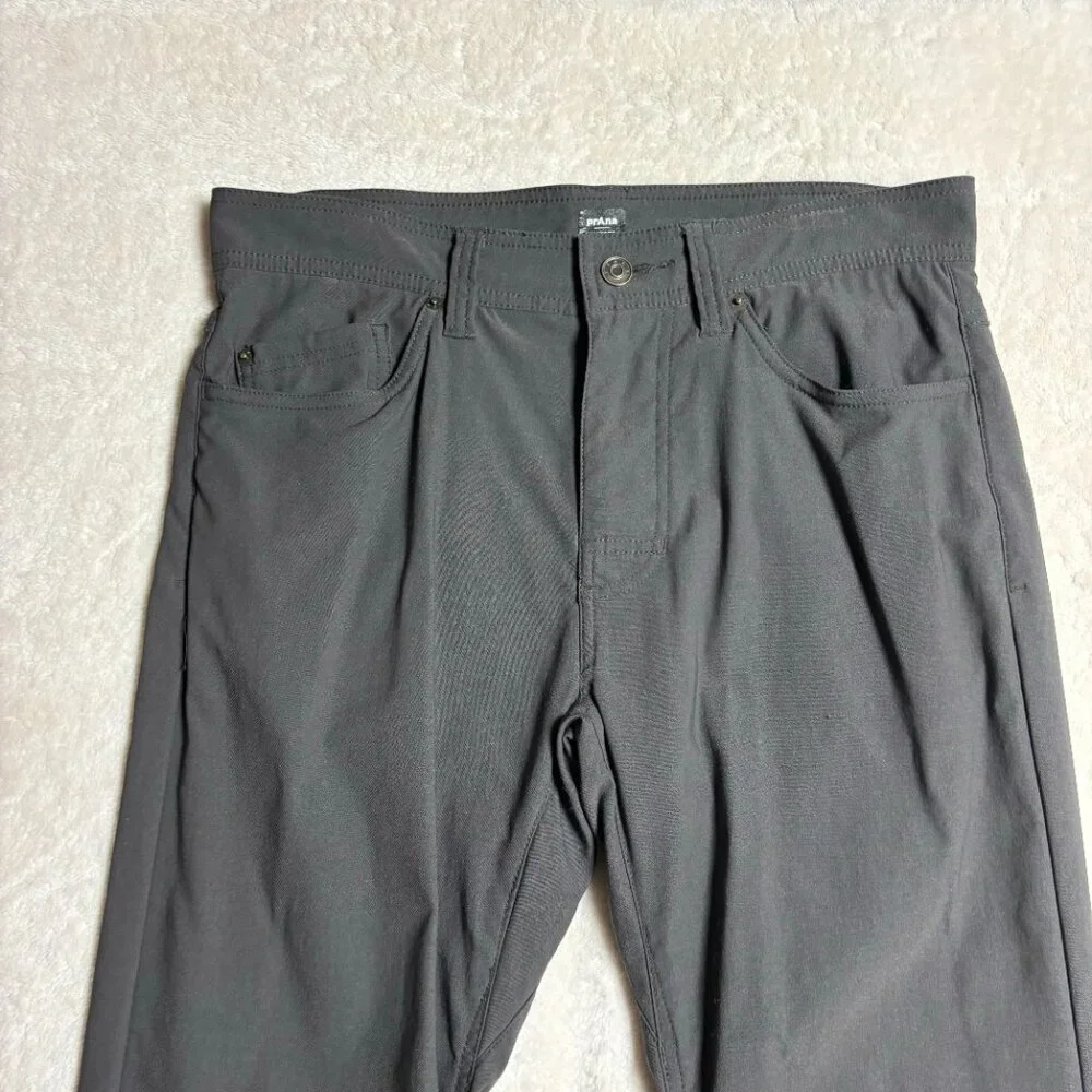 Prana‎ Womens Brion II 5-Pocket Pants Grey Lightweight Straight Fit Nylon 33x27